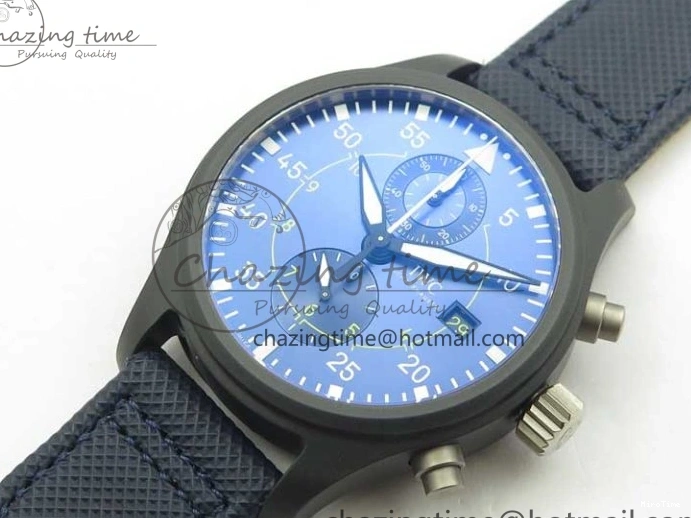 MIROTIME 0304 Reliable Pilot Chrono Blue Angels Black Ceramic ZF Best Edition on Blue Leather Strap A 7088